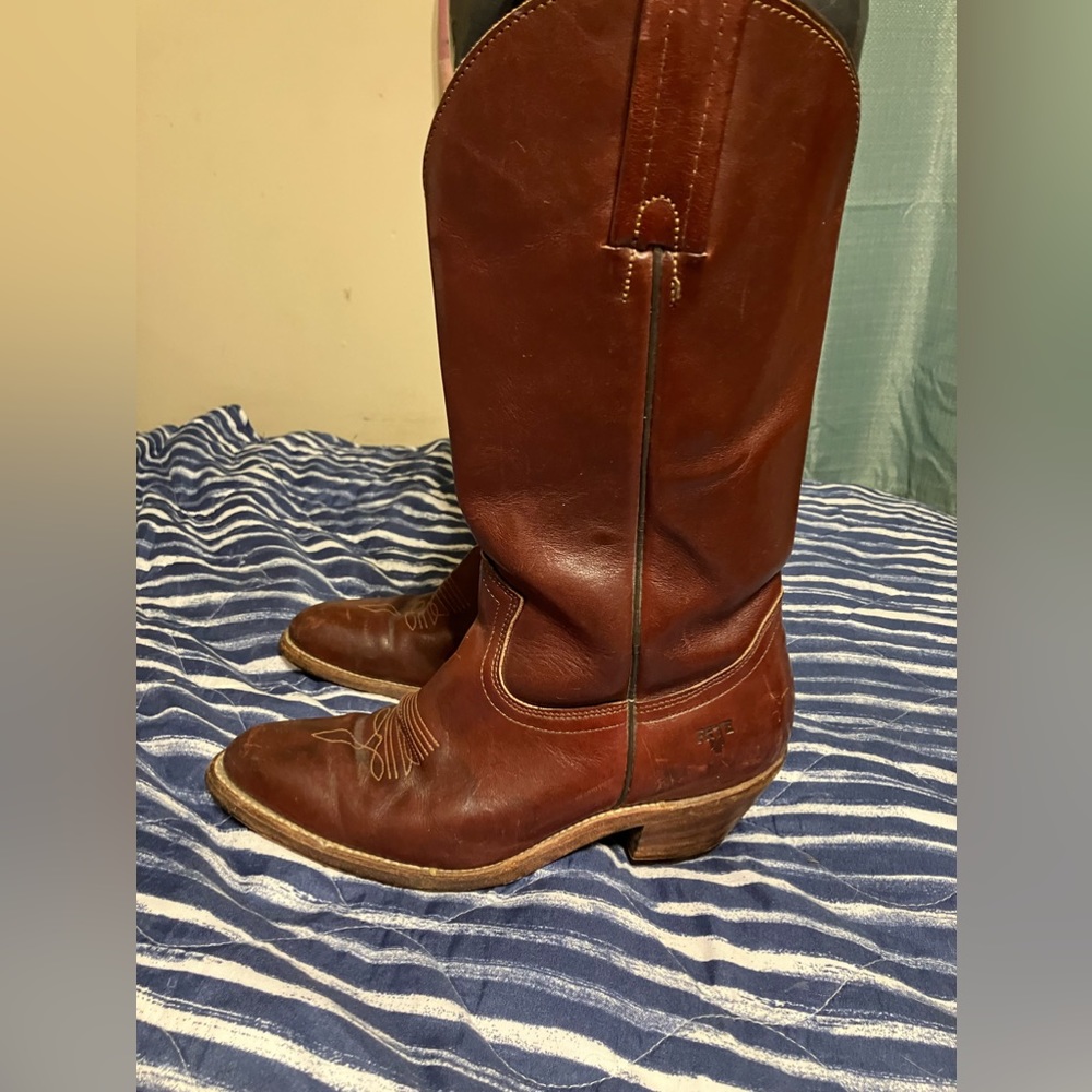 FRYE Women's Western Cowboy Boots Leather Brown 2350 Size 7.5 D Made in USA